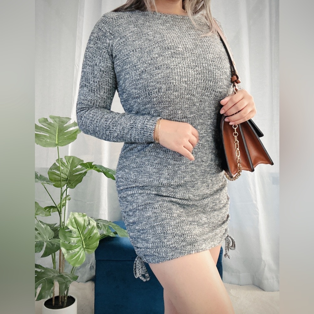 Cute Long Sleeve - Body Dress - Grey Color